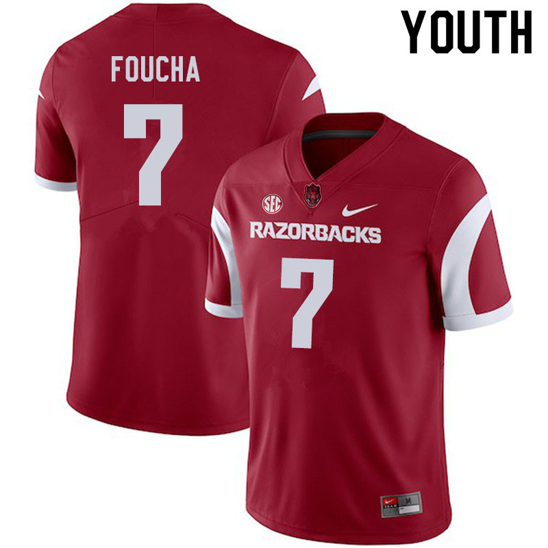 Youth #7 Joe Foucha Arkansas Razorbacks College Football Jerseys Sale-Cardinal